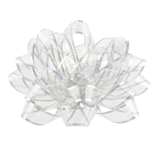6" Clear & Silver Trim Gift Bow by Celebrate It™